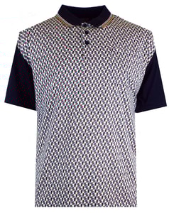 Spionage Poloshirt mit kontrastierendem geometrischem Print, Marineblau